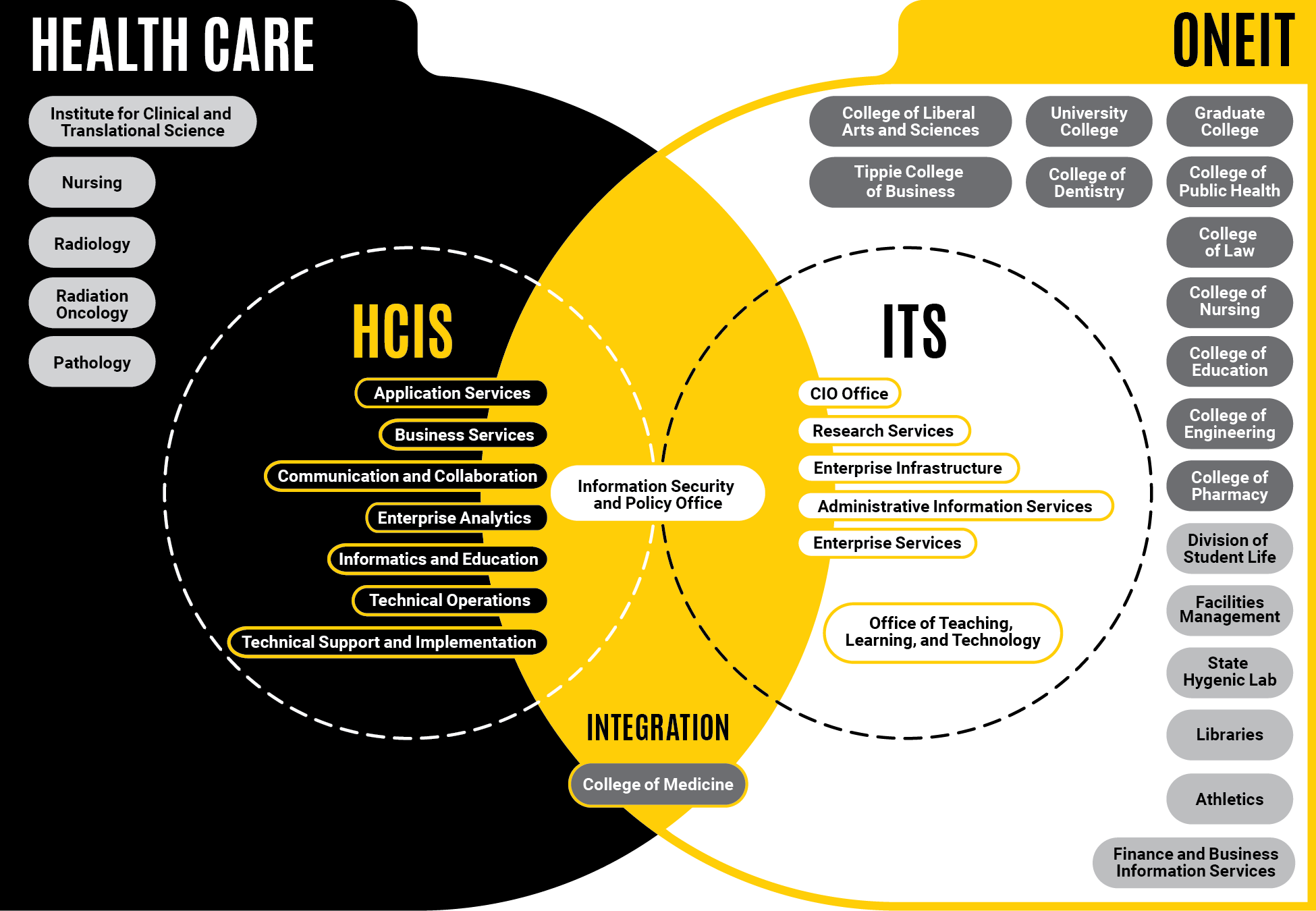 OneIT and Health Care Integration diagram