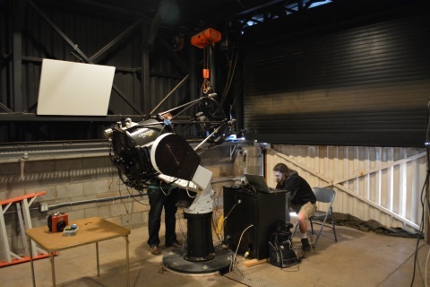 Spencer Wikert working on telescope