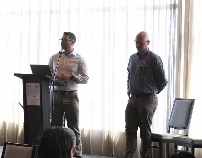 Ross Miller, lead application developer, ITS Administrative Information Systems, and Michael Espey, senior IT support consultant, Office of Teaching, Learning, and Technology present at Tech Forum