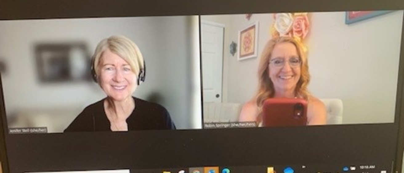 Jen Steil and Robin Springer meet virtually for OneIT Conversation Partners